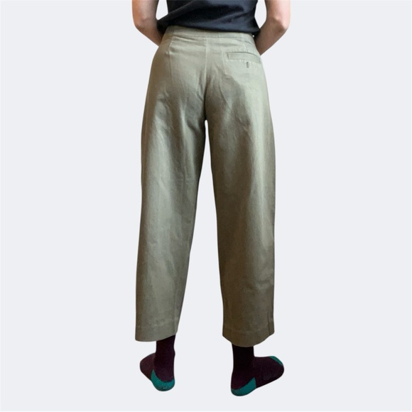 COS Barrel Leg High Waist Cropped Cotton Twill Pants, Size 4 - Picture 2 of 14